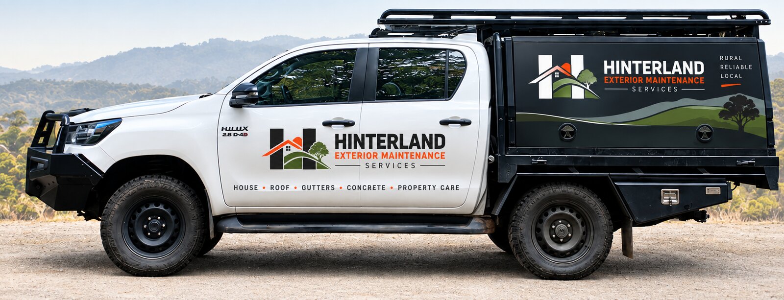 Hinterland Exterior Maintenance branded rural service ute