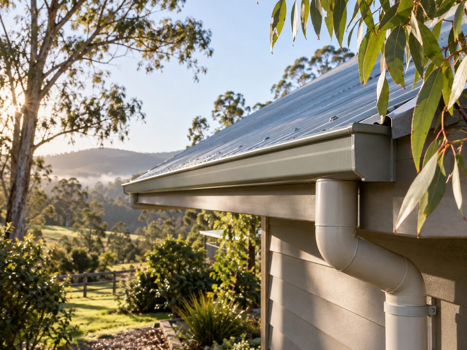 Clean gutter, roof edge and downpipe
