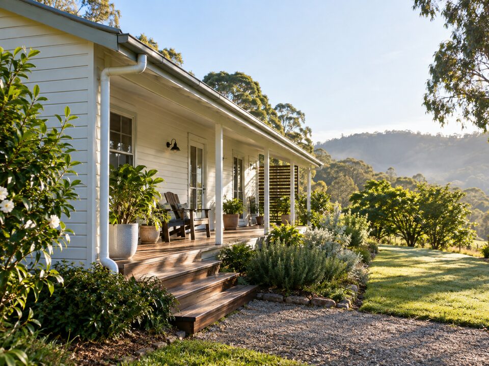 Clean rural home exterior and verandah
